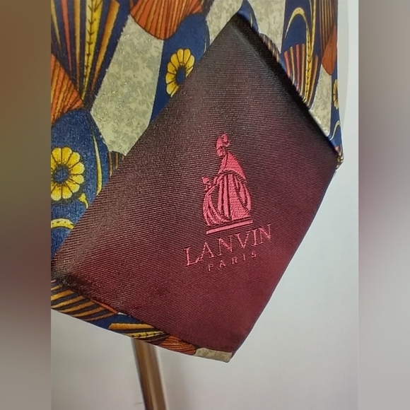 VINTAGE LANVIN PARIS SILK NECK TIE - Picture 5 of 5